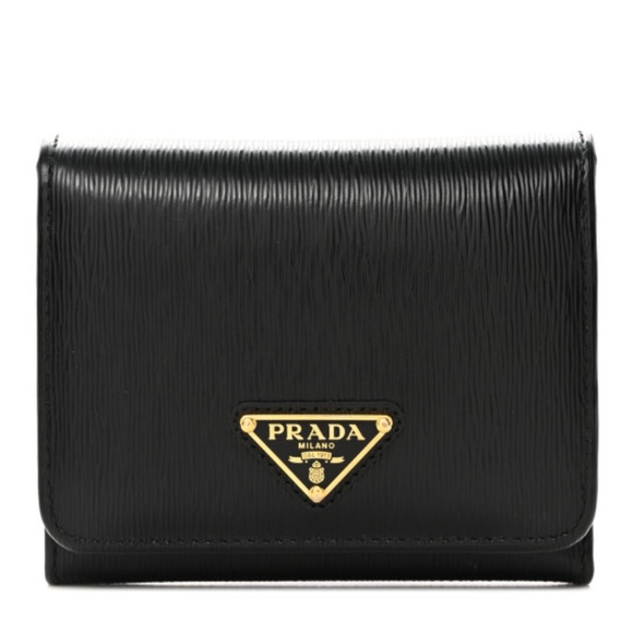 Prada Handbags - PRADA black small leather women wallet buy Milano